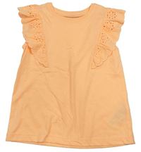 Svetlooranžový melírovaný top s volániky s madeirou PRIMARK
