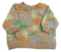 Hnedá oversize mikina s dinosaurami COTTON ON BABY