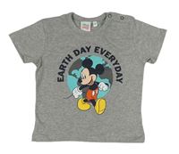 Sivé melírované tričko s Mickey a zeměkoulí Disney
