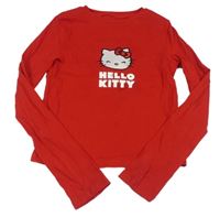 Červené žebrované crop triko s Kitty Sanrio