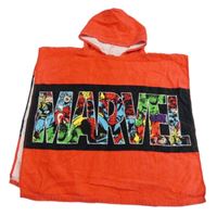Červeno-čierna froté pončo osuška s logom s Avengers a kapucňou MARVEL