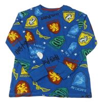 Cobaltově modré pyžamové triko s erby se zvířaty - Harry Potter George