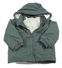 Khakišedá šušťáková zimná bunda s odopínacíá kapucňou H&M