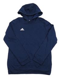 Tmavomodrá mikina s kapsou a kapucí Adidas