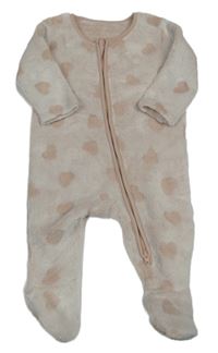 Světlepudrová plyšová kombinéza so srdiečkami George