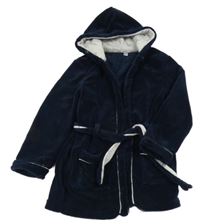 Tmavomodrý plyšový župan s kapucňou OKaïdi