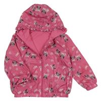 Růžová šusťáková jarní bunda s Minnie a srdíčky a kapucí Prénatal