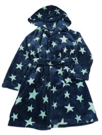 Tmavomodrý plyšový župan s hvězdičkami a kapucí F&F