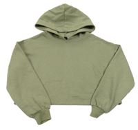 Khaki crop mikina s kapucňou New Look