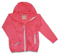 Ružová kockovaná šušťáková nepromokavá bunda s kapucňou Playshoes