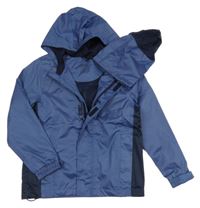 Modro-tmavomodrá šusťáková funkční jarní bunda s kapucí + sáček crivit