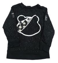 Čierna skvrnitá mikina s medvídkem Pudsey s překlápěcími flitre George