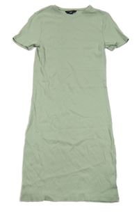 Světleolivové žebrované šaty New Look