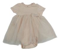 Světlerůžové body s mašlí a tylovou sukní s puntíky H&M