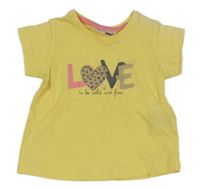 Žlté tričko s nápismi a srdiečkami Ergee