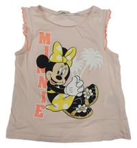 Svetloružový crop top s Minnie a volánikmi H&M