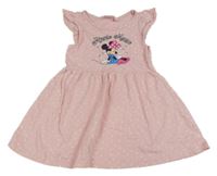 Svetloružové bodkovaná é šaty s Minnie a volánikmi PRIMARK