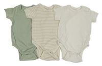 3x Biele + pruhované + světlekhaki rebrované body Dopodopo