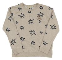 Svetlobéžová melírovaná mikina s hviezdičkami a nášivkami SCOTCH&SODA