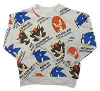 Sivá melírovaná mikina so Sonicem s kamarády H&M