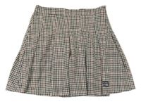 Černo-smetanovo-starorůžová kostkovaná sukně s nášivkou PRIMARK