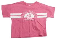 Ružové crop tričko s pruhmi a potlačou F&F