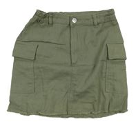 Khaki rifľová cargo sukňa H&M