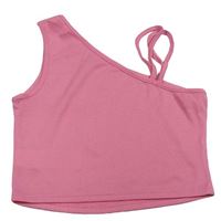 Ružový rebrovaný crop top Shein
