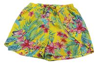 Žlté kvetované ľahké sukňové kraťasy Primark