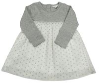 Sivo-biele trblietavé teplákovo/tylové šaty s bodkami The Little White Company