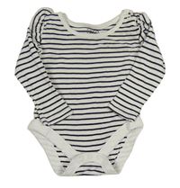 Bílo-tmavomodré pruhované body s volánky F&F