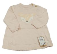 Nové - Svetloružové svetrové šaty s líškou Mothercare