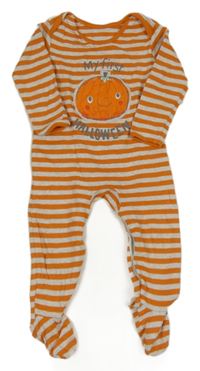 Oranžovo-sivý pruhovaný overal s tekvicou George