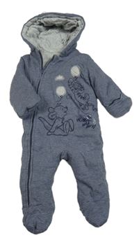 Tmavomodrá pruhovaná zateplená kombinéza s Tigrom a kapucňou George