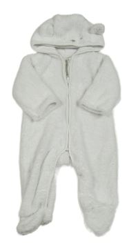 Biela chlpatá kombinéza s kapucňou s uškami The Little White Company