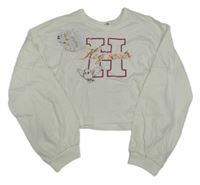 Nové - Bílé crop triko s písmenem a Hedvikou - Harry Potter