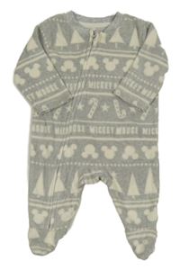 Sivý vzorovaný fleecový overal s Mickeym George