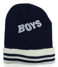 Tmavomodro-bílá čepice s nápisem