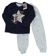Nové - Tmavomodro-světlemodré chlupaté pyžamo s Frozen Primark