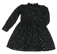 Černé šifonové košilové šaty s hvězdami C&A