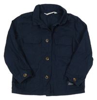 Tmavomodrá plátenná košeľová bunda H&M