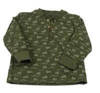 Khaki mikina s traktormi a gombíkmi Topomini