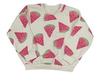 Smotanová oversize mikina s melónmi Matalan