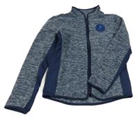 Tmavomodrá melírovaná fleecová prepínaci mikina s nášivkou TCM