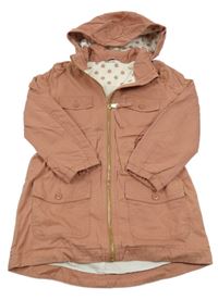 Starorůžová plátěná jarní parka s kapucí H&M