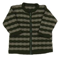 Kaki-sivý pruhovaný prepínaci sveter