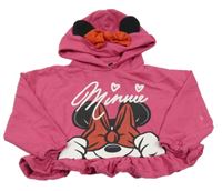 Fuchsiová crop mikina s Minnie a kapucňou Disney
