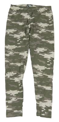 Kaki-svetlosivé melírované army legíny Primark