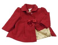 Červený flaušový jarný kabát s mašlou Monsoon