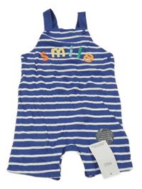 Nové - Modro-bílý pruhovaný bavlněný kraťasový overal s nápisem M&S